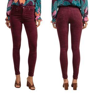 AG Velour Pants Skinny High Rise Velvet The Farrah Maroon/Merlot SZ 28 LIKE NEW!